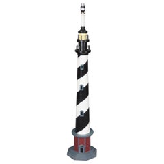 Retro Tall Hand Painted Whimiscal Nautical Lighthouse Sea Theme Floor Lamp