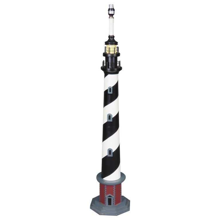 Tall Hand Painted Whimiscal Nautical, Lighthouse Floor Lamp