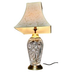 Tall Hand Star Cut Glass and Brass Table Lamp   This is a very pretty piece