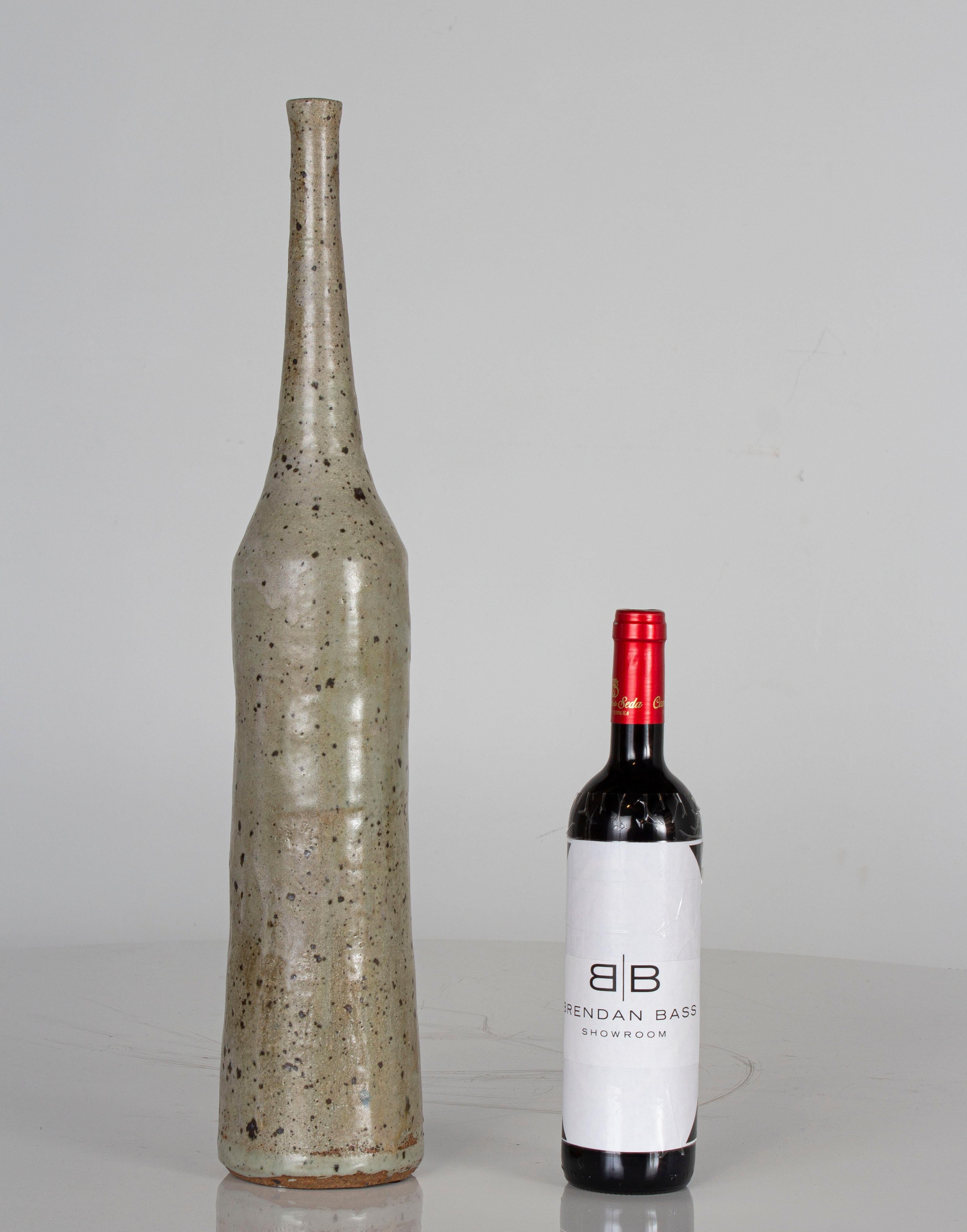 Tall Hand Thrown Bottle Signed 