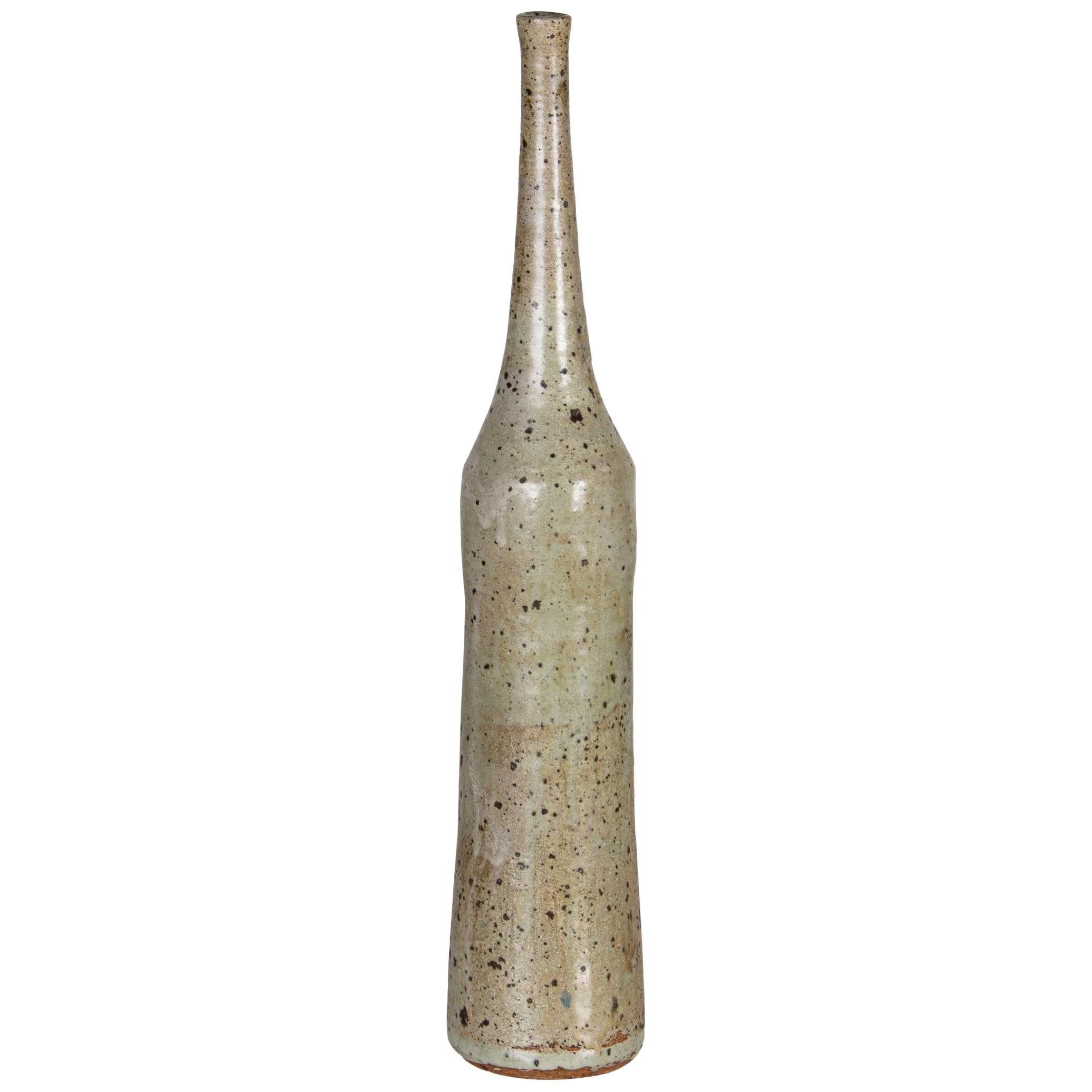 Tall Hand Thrown Bottle Signed "Isla"
