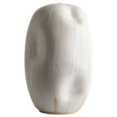 Tall Handmade White Glazed Contemporary Ceramic Vase / Large Interior Sculpture