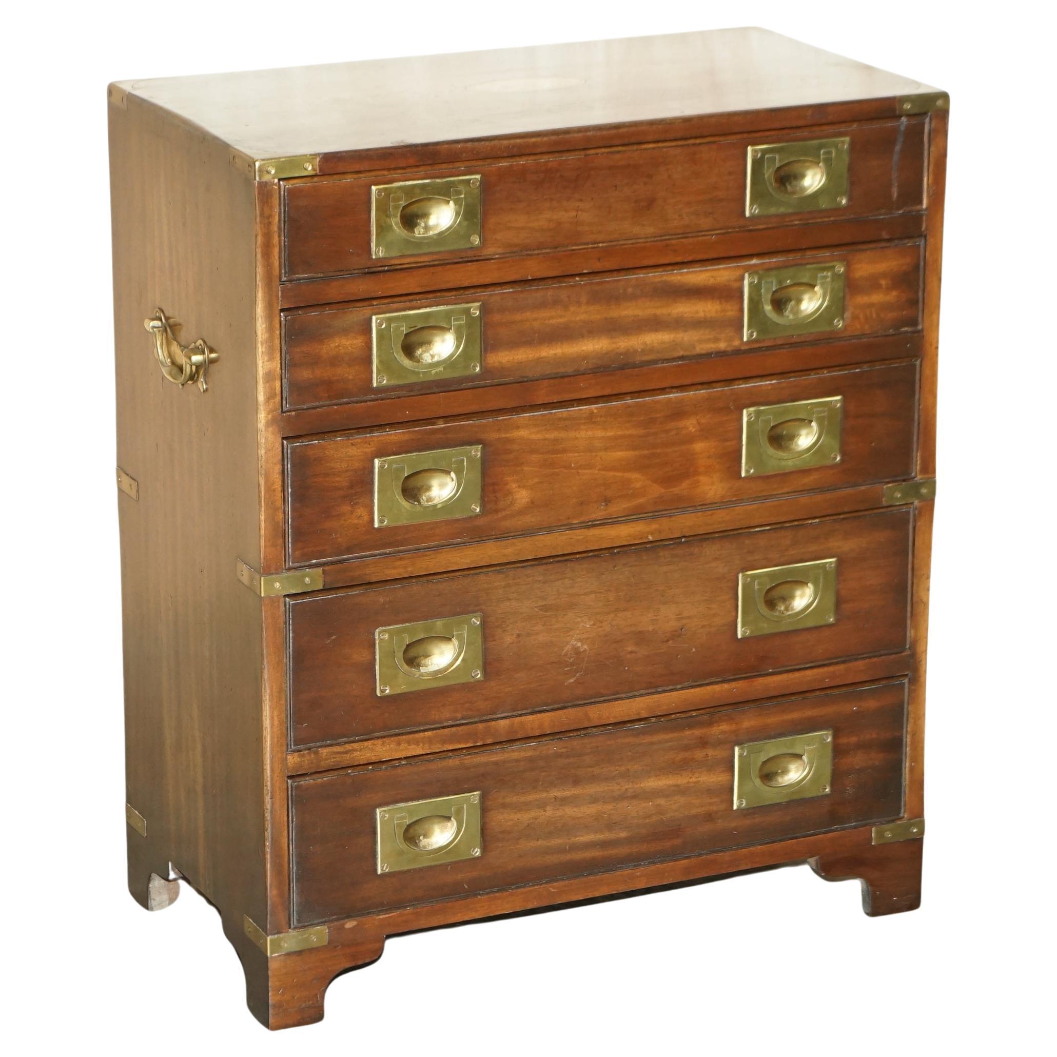 Harrods PAIR OF HARRODS KENNEDY MILITARY CAMPAIGN CHEST OF DRAWERS SIDE END LAMP TABLES 