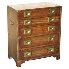 Tall Harrods Kennedy Military Campaign Chest of Drawers Side End Lamp Table Size