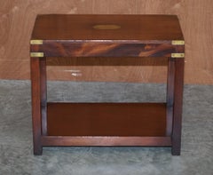 Tall Harrods London Kennedy Military Campaign High Side End Table Hardwood
