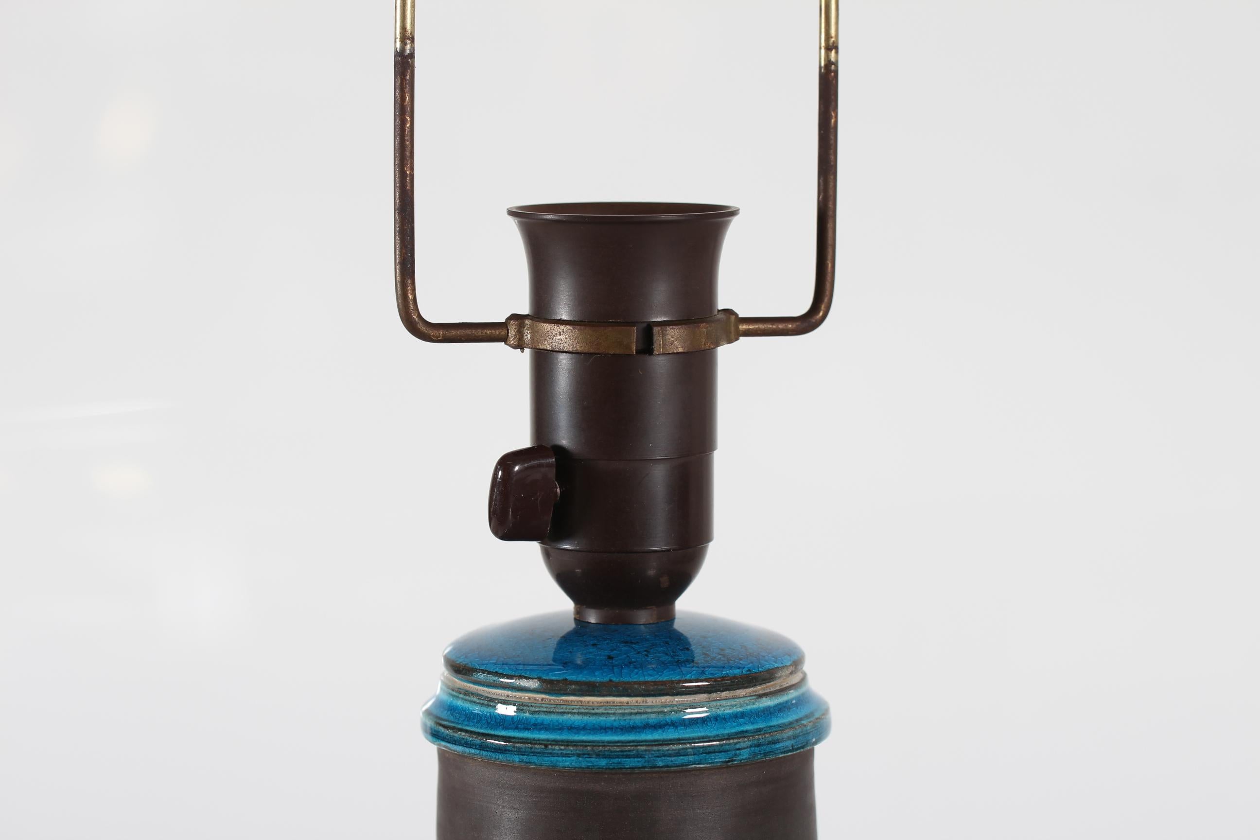 Grande lampe de table Herman A. Kähler Bleu turquoise Céramique danoise du milieu du siècle 1960s Bon état - En vente à Aarhus C, DK