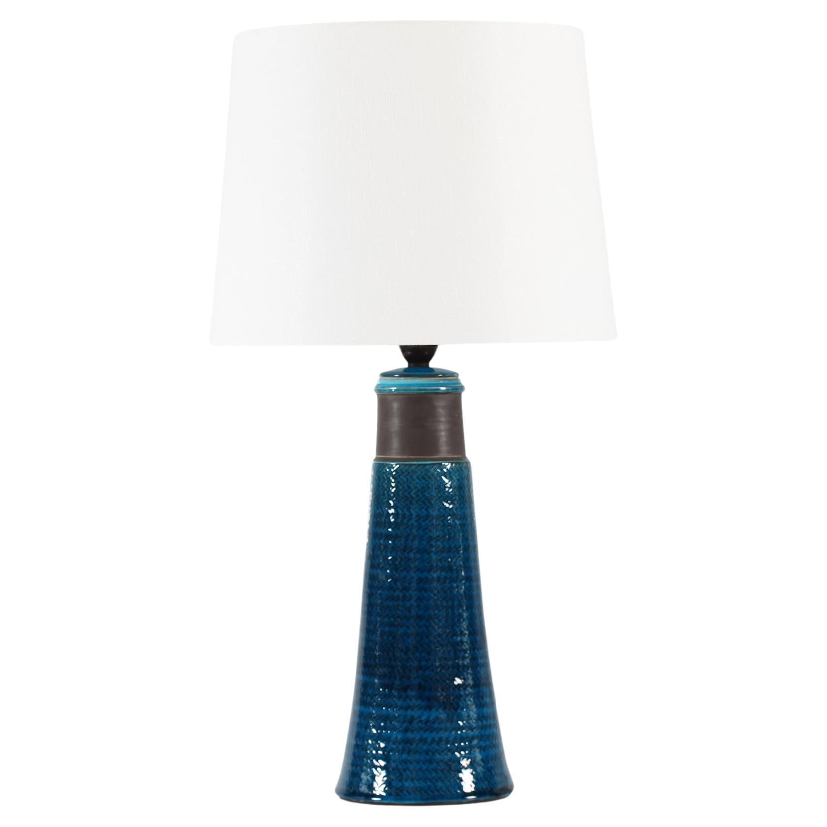 Grande lampe de table Herman A. Kähler Bleu turquoise Céramique danoise du milieu du siècle 1960s