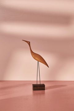 Tall Heron Beak Bird Teak Sculpture by Svend-Aage Holm-Sørensen for Warm Nordic