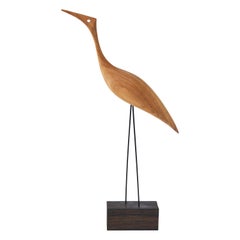 Tall Heron Beak Bird Teak Sculpture by Svend-Aage Holm-Sørensen for Warm Nordic
