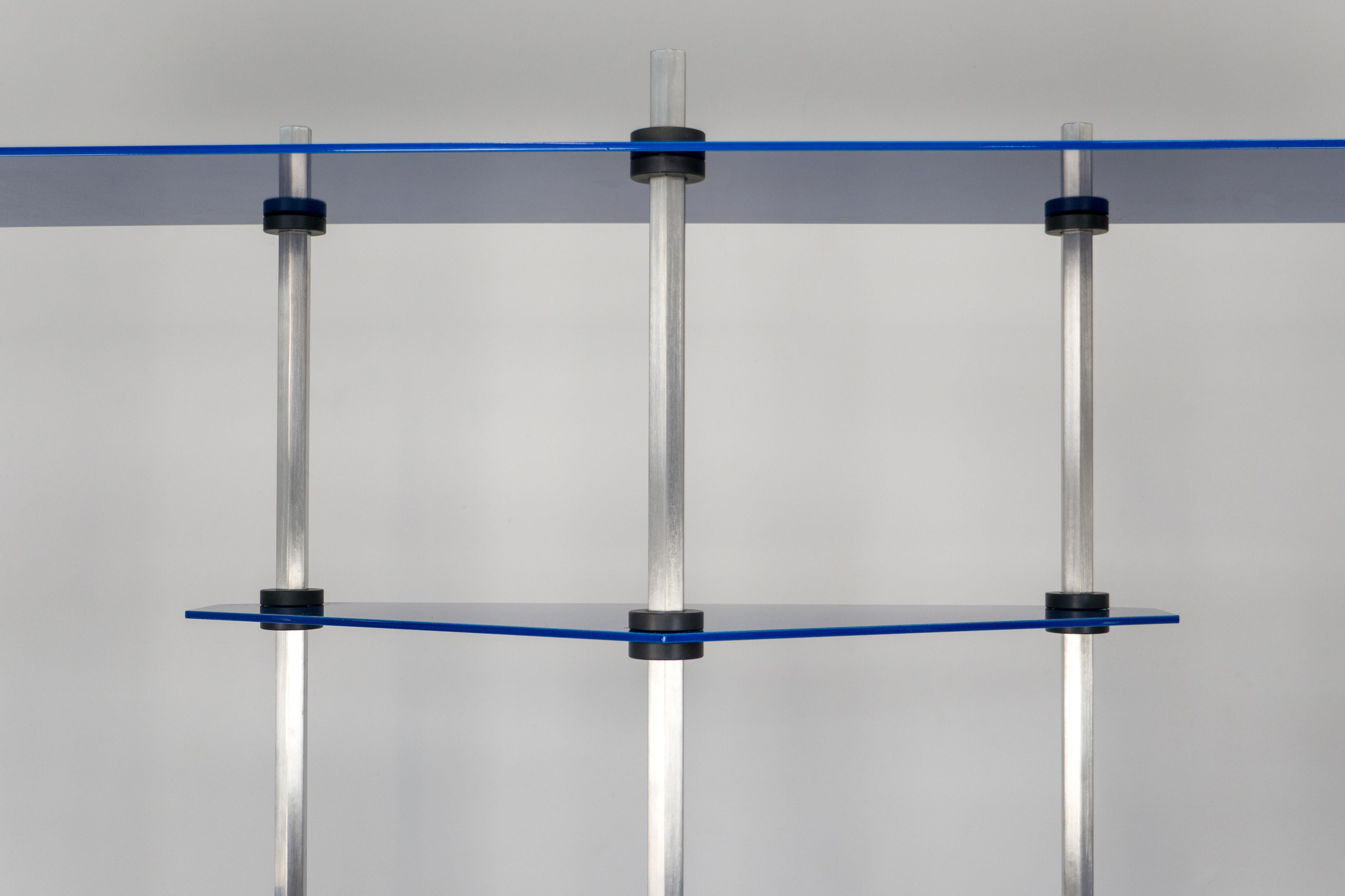 metallic bookshelf