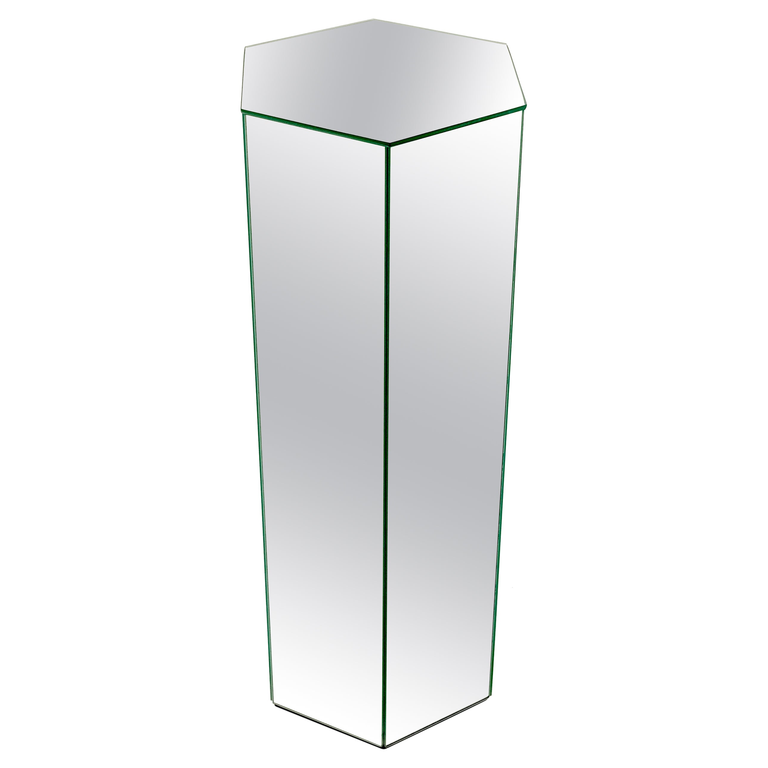 Grand Hexagone Table d'appoint à piédestal en miroir The Modernity Mint !
