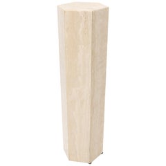 Tall Hexagon Travertine Pedestal Stand Table