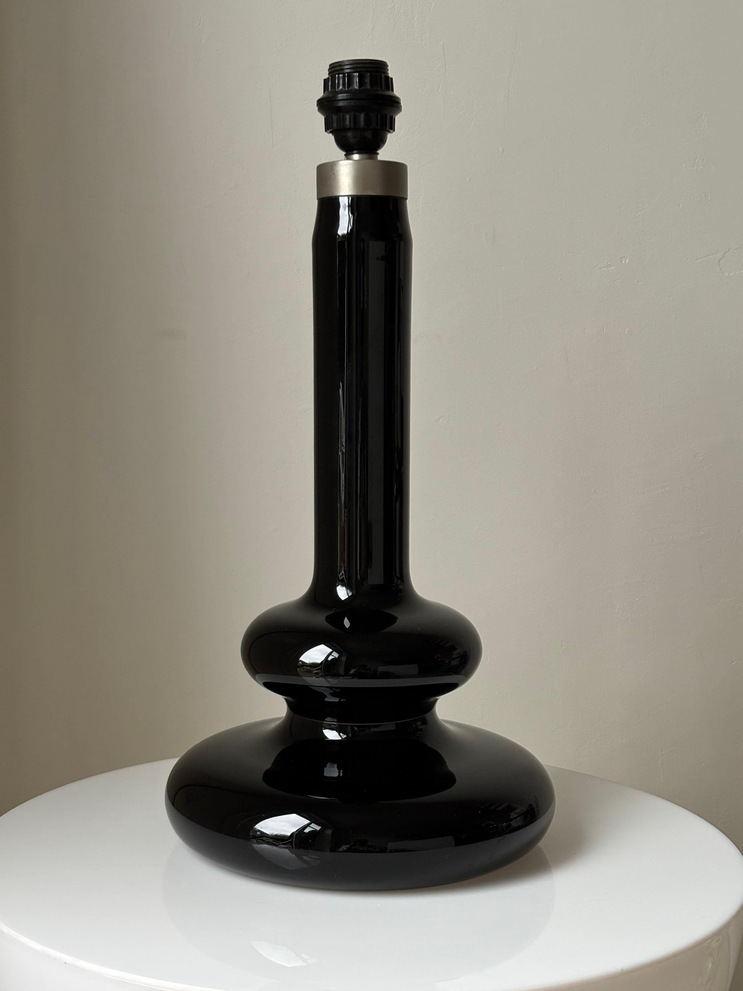 Hand-Crafted Tall Holmegaard Danish Modern Black Art Glass Lamp, 1978 For Sale