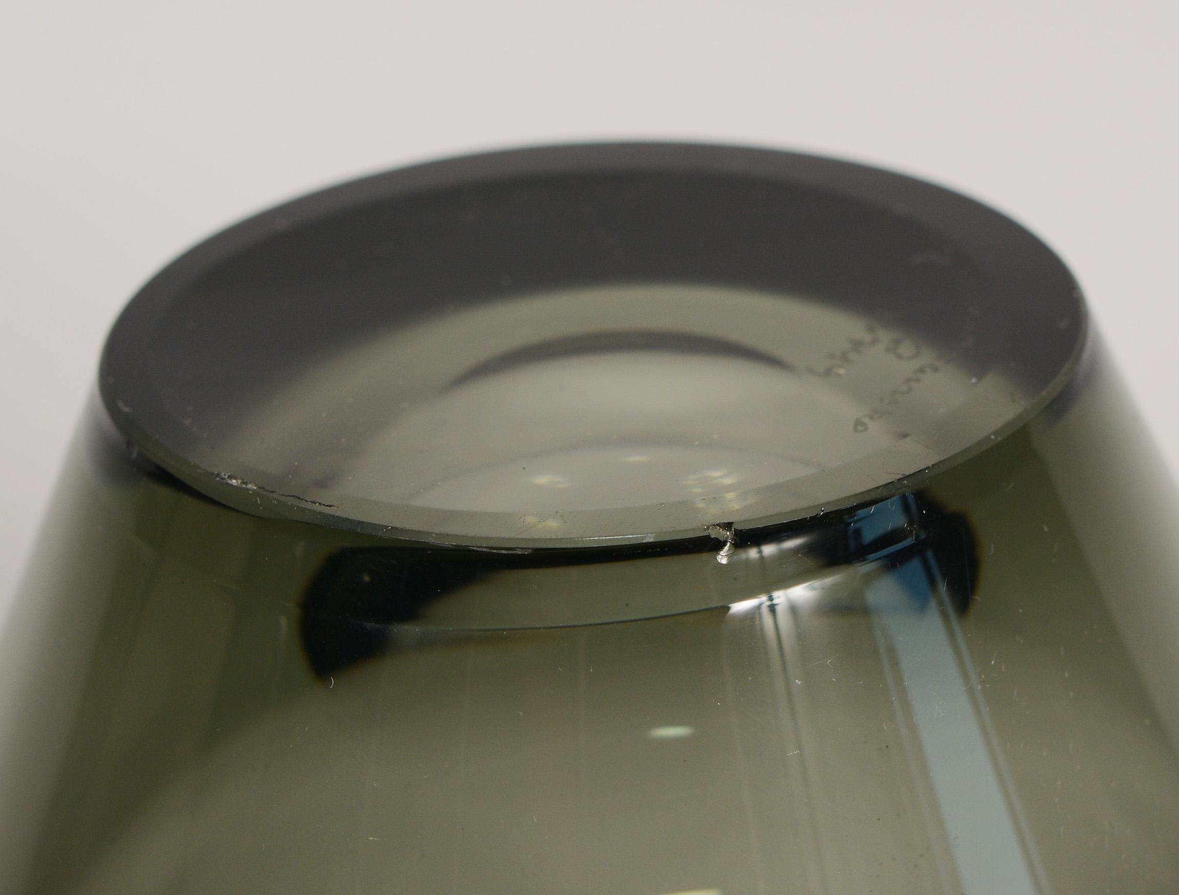 Danish Tall Holmegaard Smoked Glass Bowl by Per Lutken For Sale