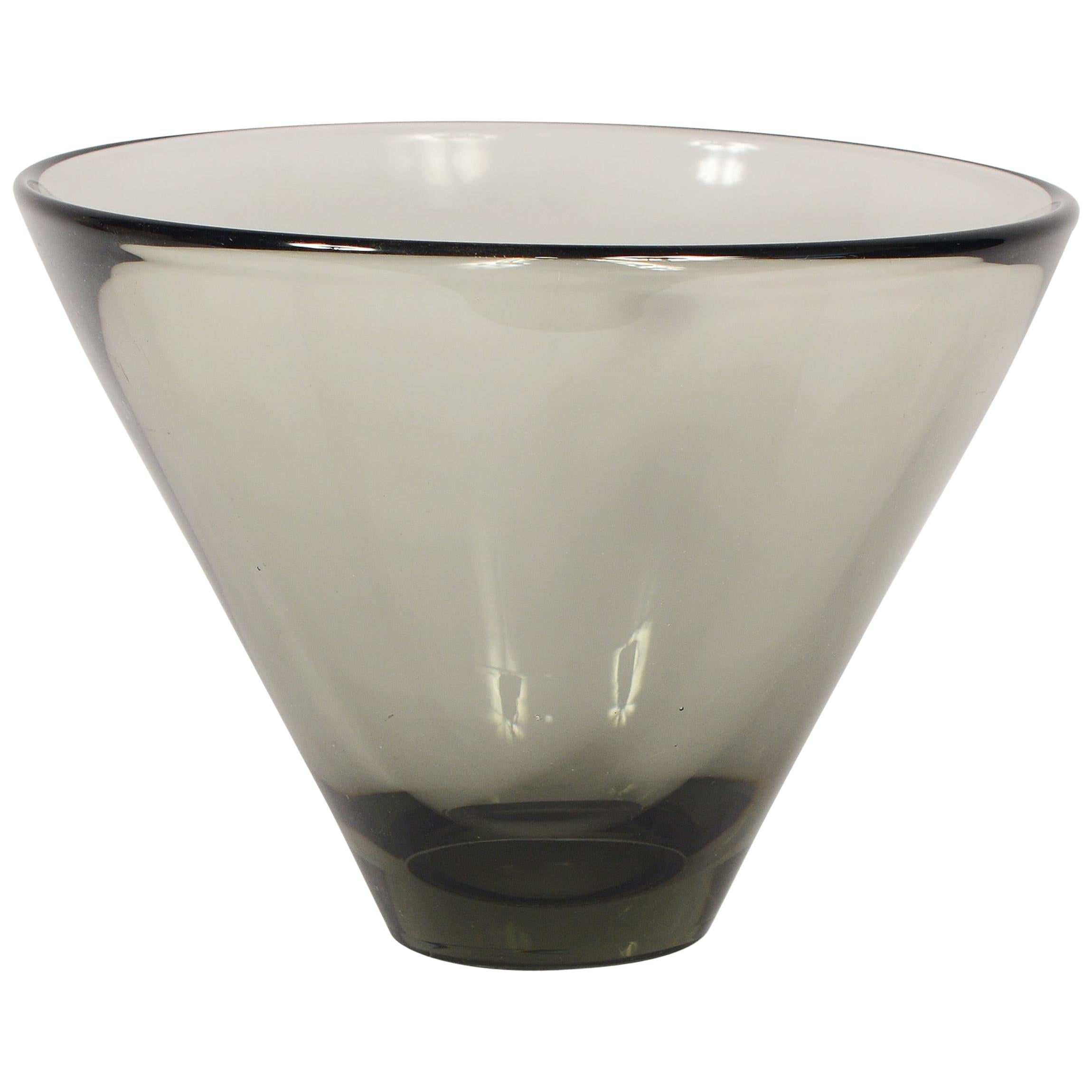 Tall Holmegaard Smoked Glass Bowl by Per Lutken For Sale