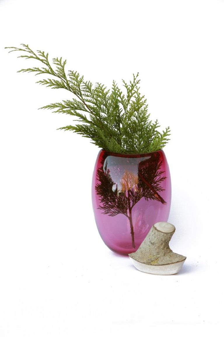 Organic Modern Tall Hot Pink Branch Bowl, Pia Wüstenberg For Sale