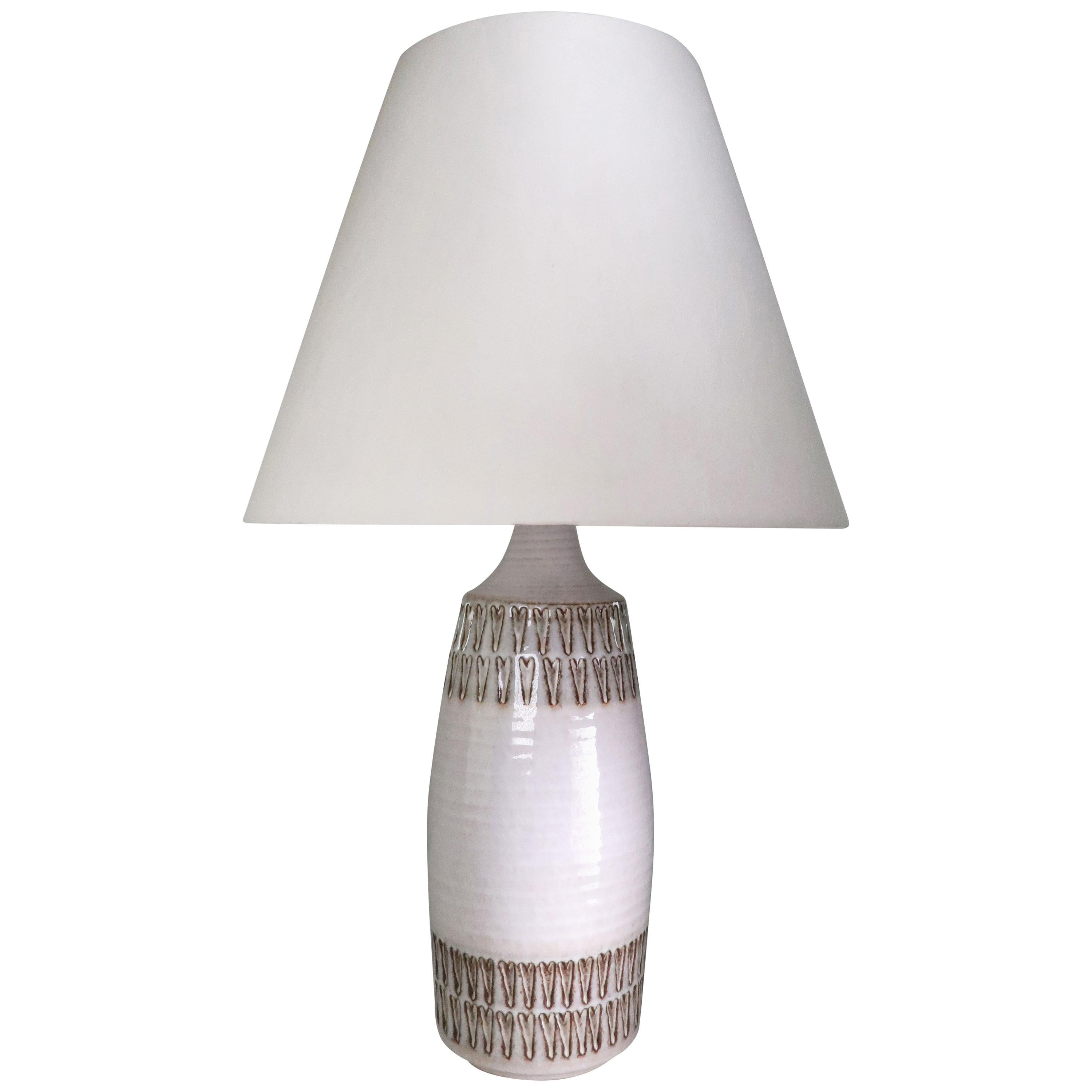 Tall Iconic Danish Modern White, Grey Ceramic Table Lamp by Soholm, 1960s