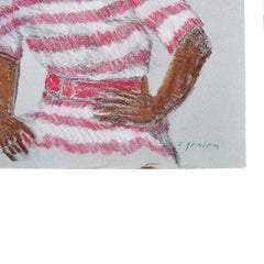 Große impressionistische Porträtzeichnung eines französischen Mannes, signiert