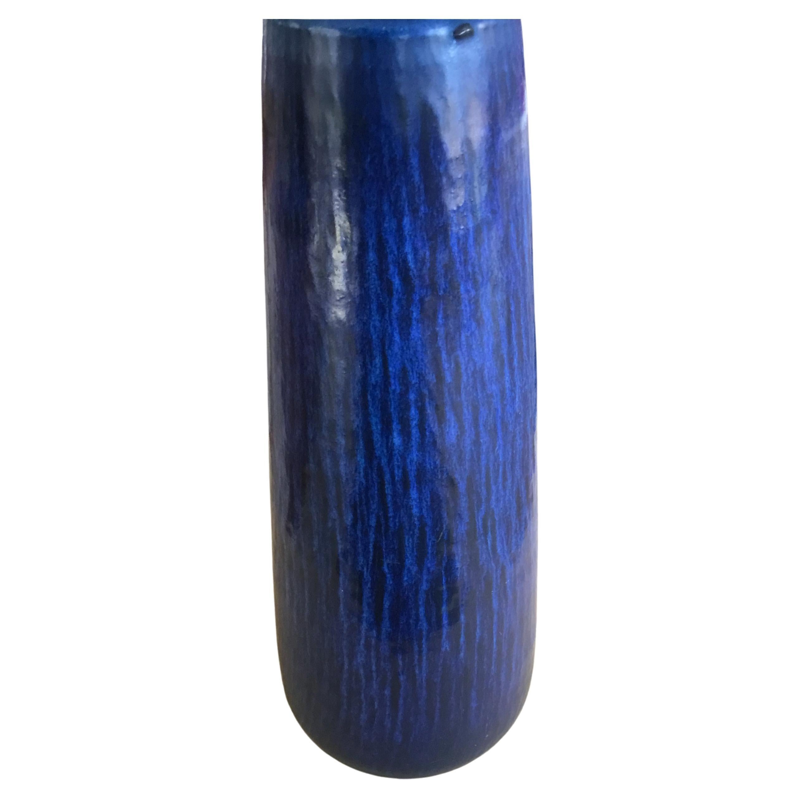 Very Tall Gunnar Nylund Vase by Nymølle with Dark Blue Glaze 1960s For Sale 1