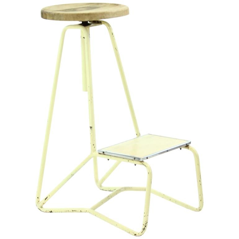 Tall Industrial Bar Stool/Chair, Czechoslovakia, circa 1960s For Sale