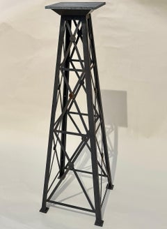 Tall Industrial Metal Pedestal Stand, Architectural X-Form Base, 48 Inch Height