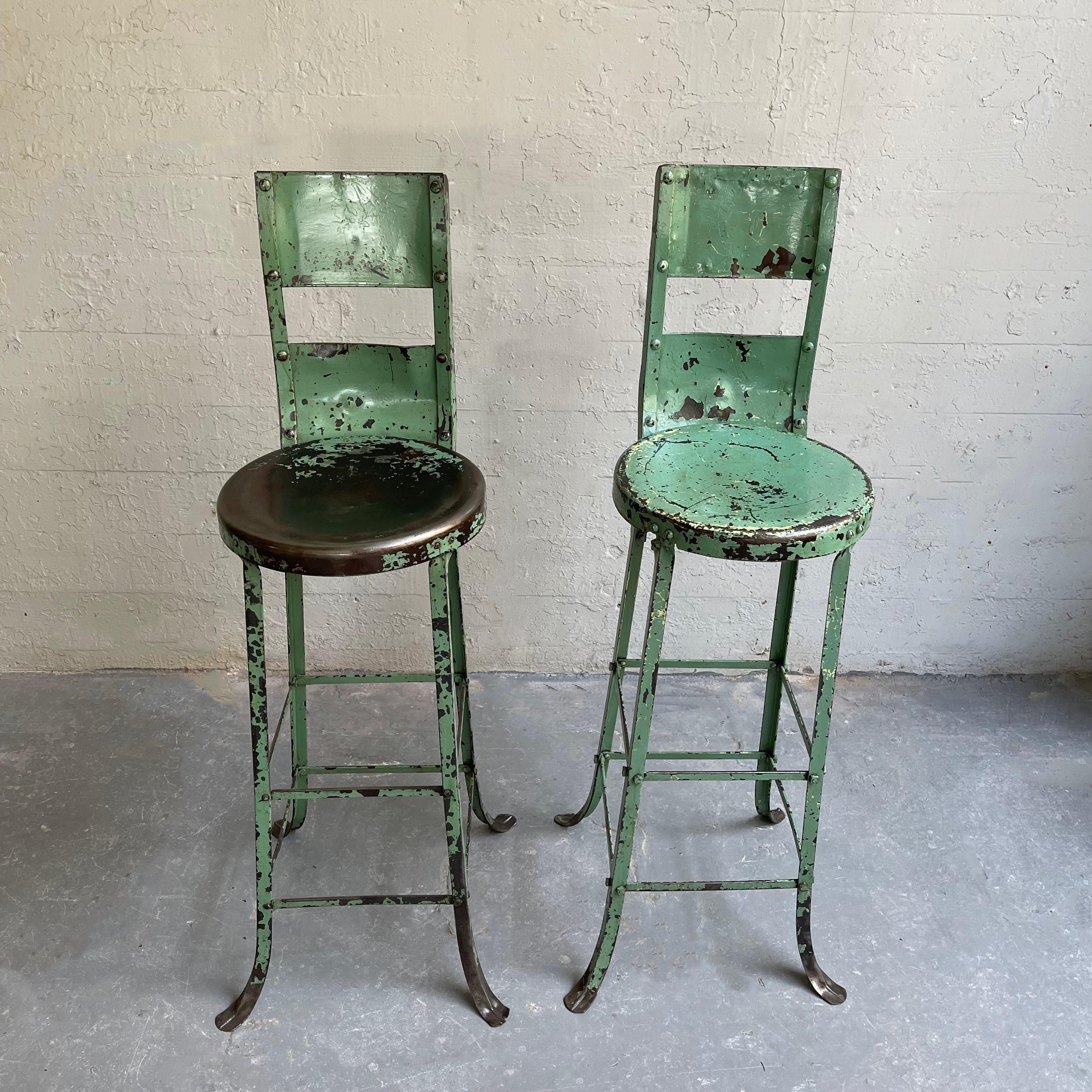 Tall Industrial Painted Steel Shop Stools For Sale 1