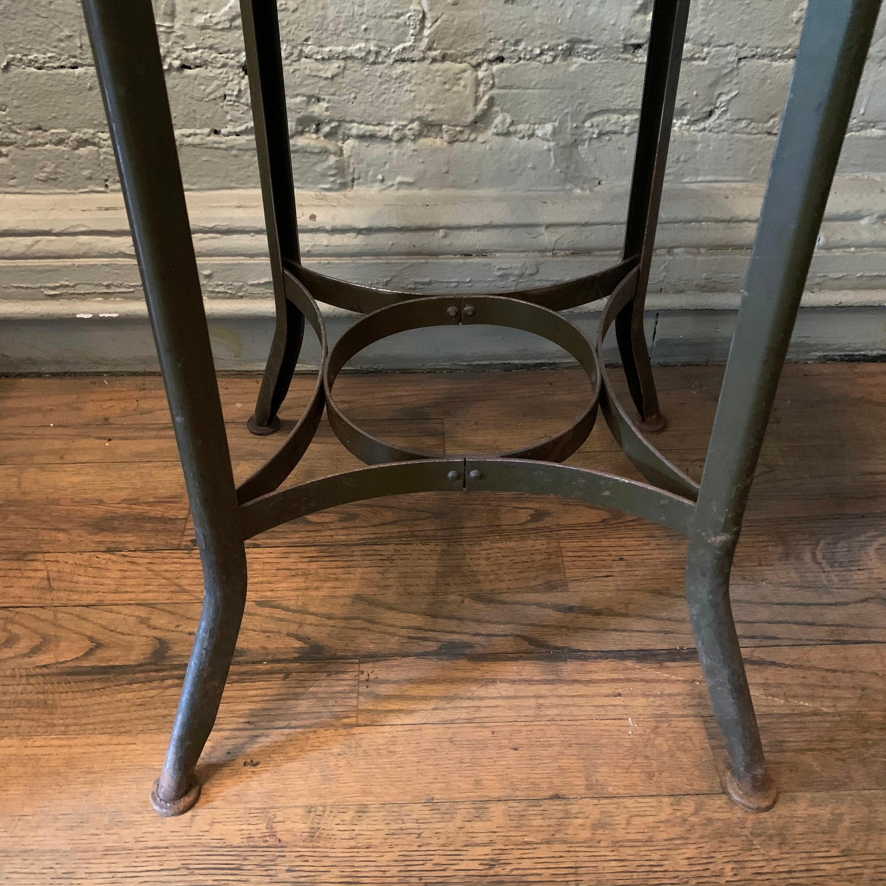 Oak Tall Industrial Shop Stool by Toledo Metal Furniture Co. For Sale
