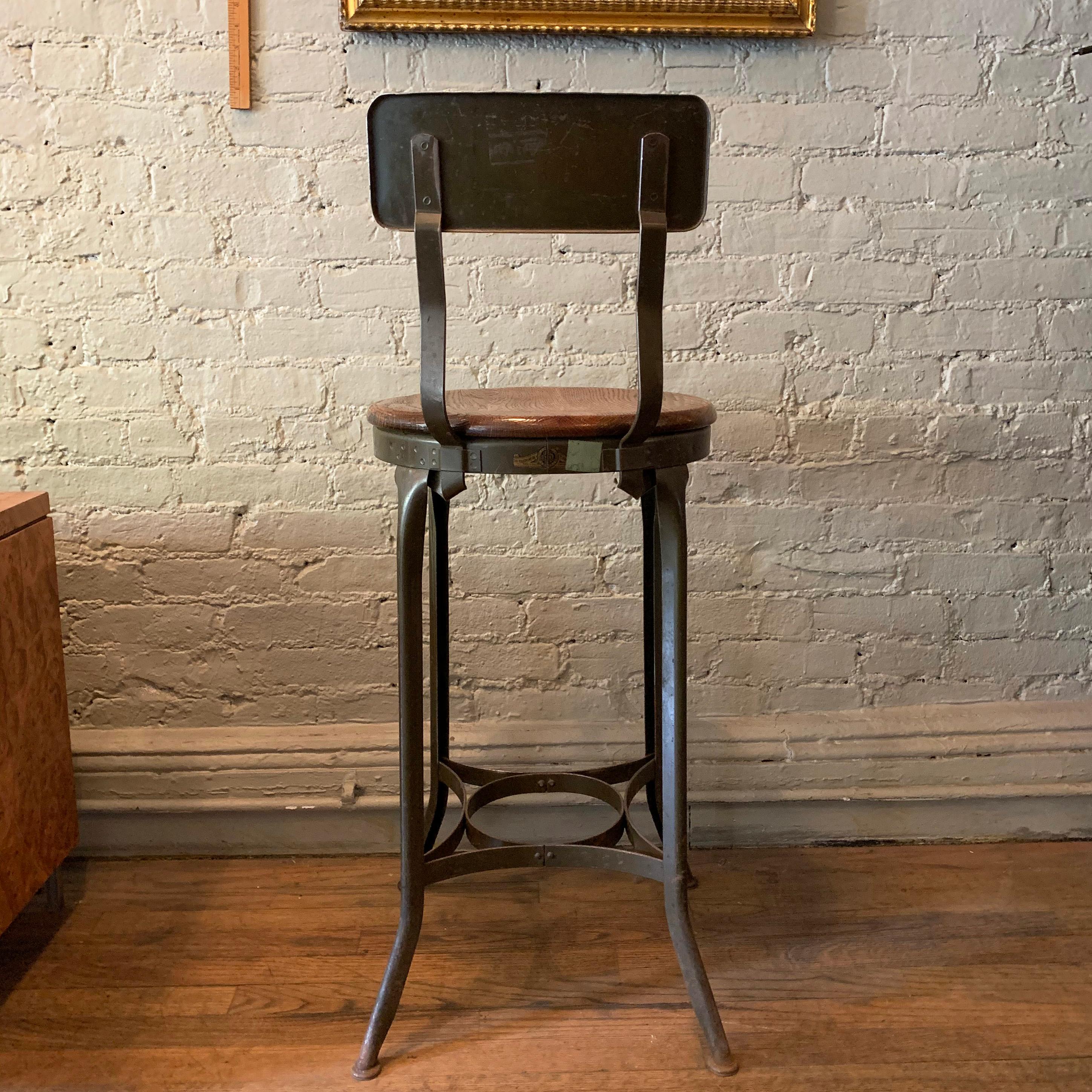 Tall Industrial Shop Stool by Toledo Metal Furniture Co. In Good Condition For Sale In Brooklyn, NY