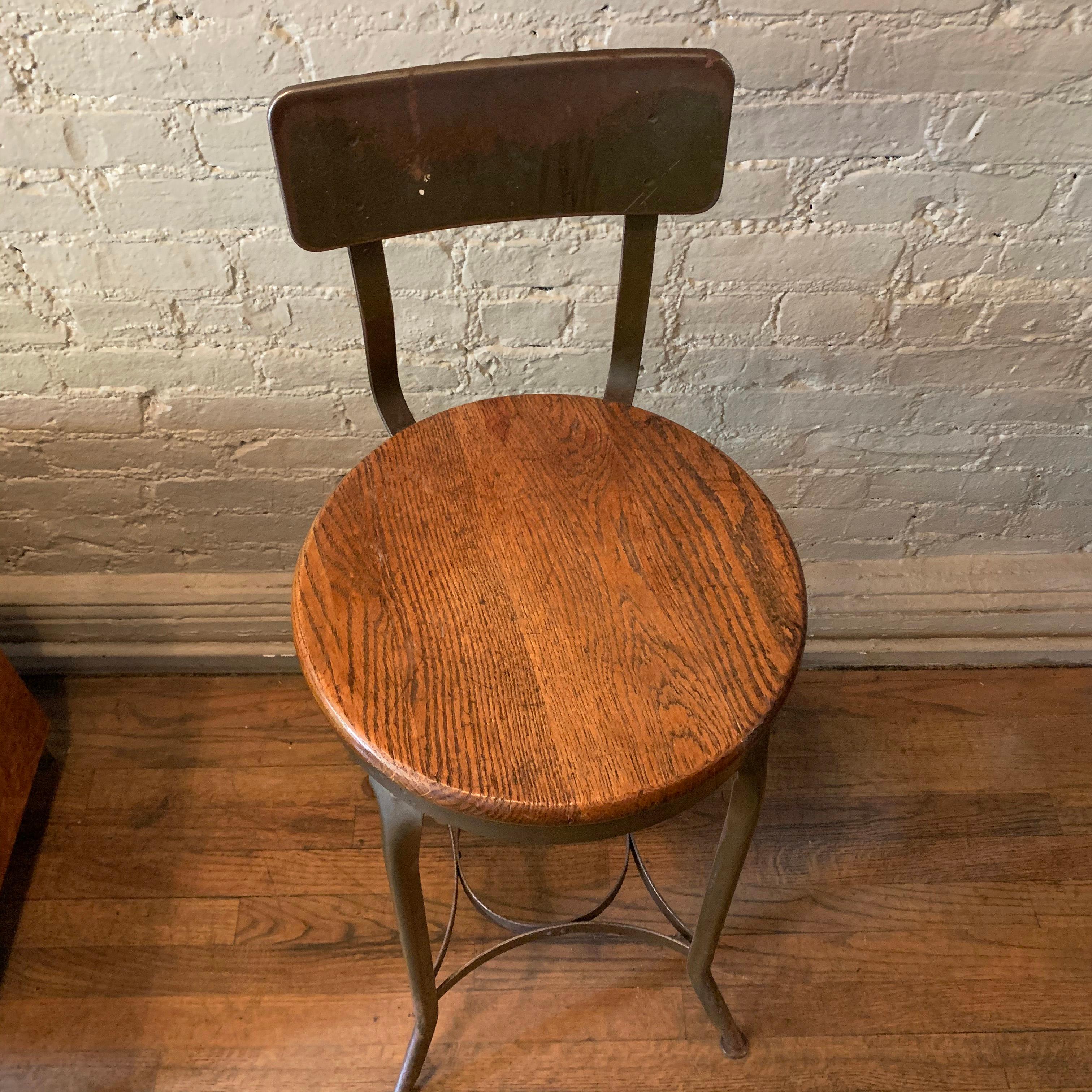 20th Century Tall Industrial Shop Stool by Toledo Metal Furniture Co. For Sale