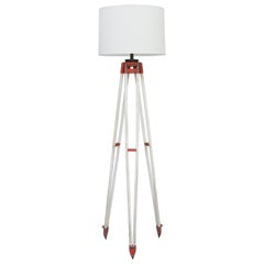 Used Tall Industrial Surveyor Tripod Floor Lamp