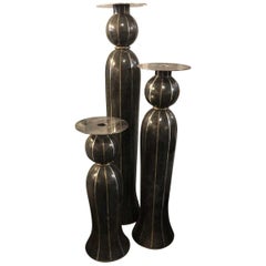 Tall Inlaid Candleholders