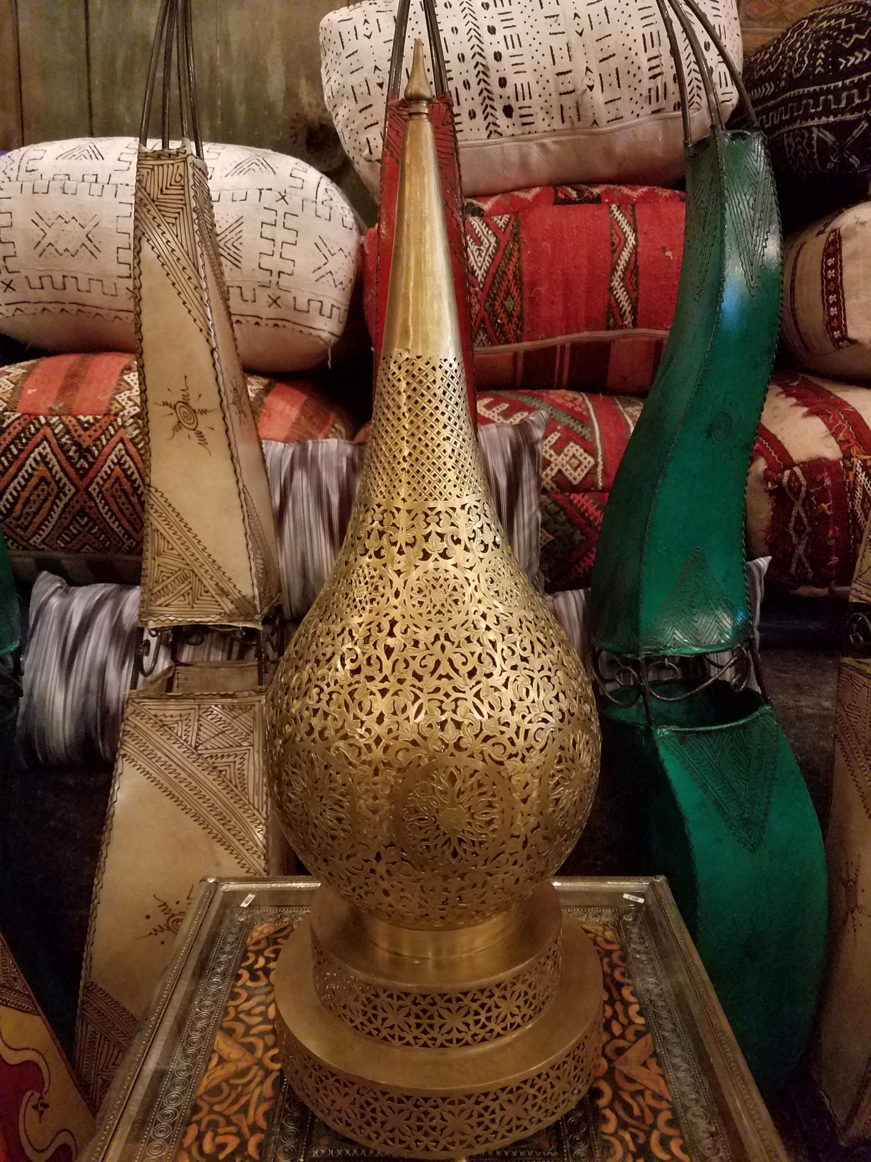 Tall Intricate Moroccan Copper Lamp or Lantern, Table Lamp For Sale 1