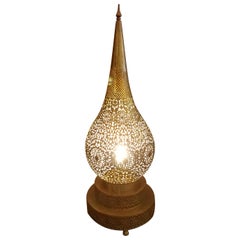 Tall Intricate Moroccan Copper Lamp or Lantern, Table Lamp