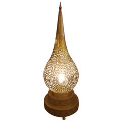 Tall Intricate Moroccan Copper Lamp or Lantern, Table Lamp