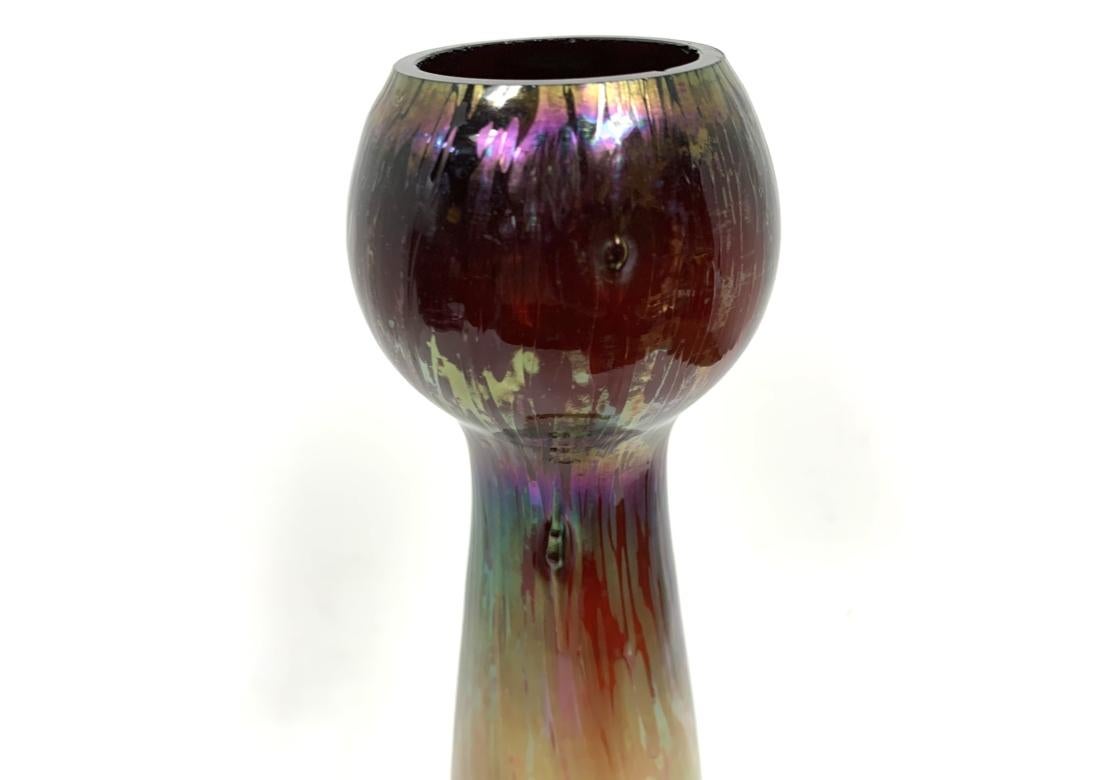 Tall Iridescent Art Glass Vase For Sale 7