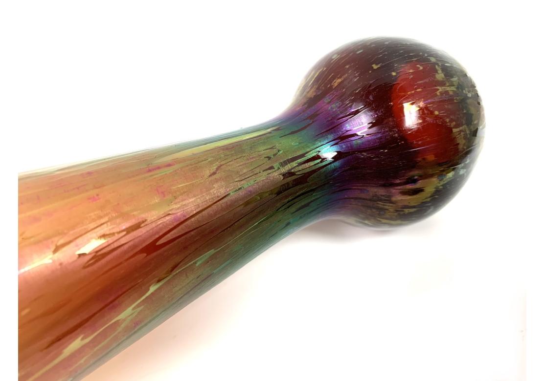 Tall Iridescent Art Glass Vase For Sale 9