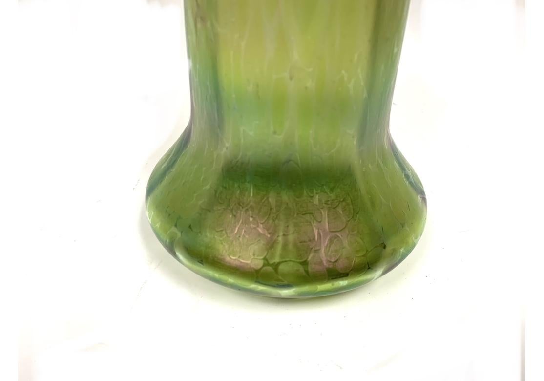 Art Nouveau Tall Iridescent Art Glass Vase For Sale