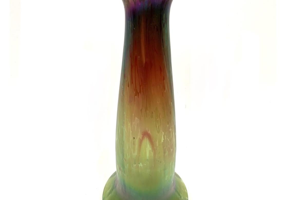 Tall Iridescent Art Glass Vase In Fair Condition For Sale In Bridgeport, CT