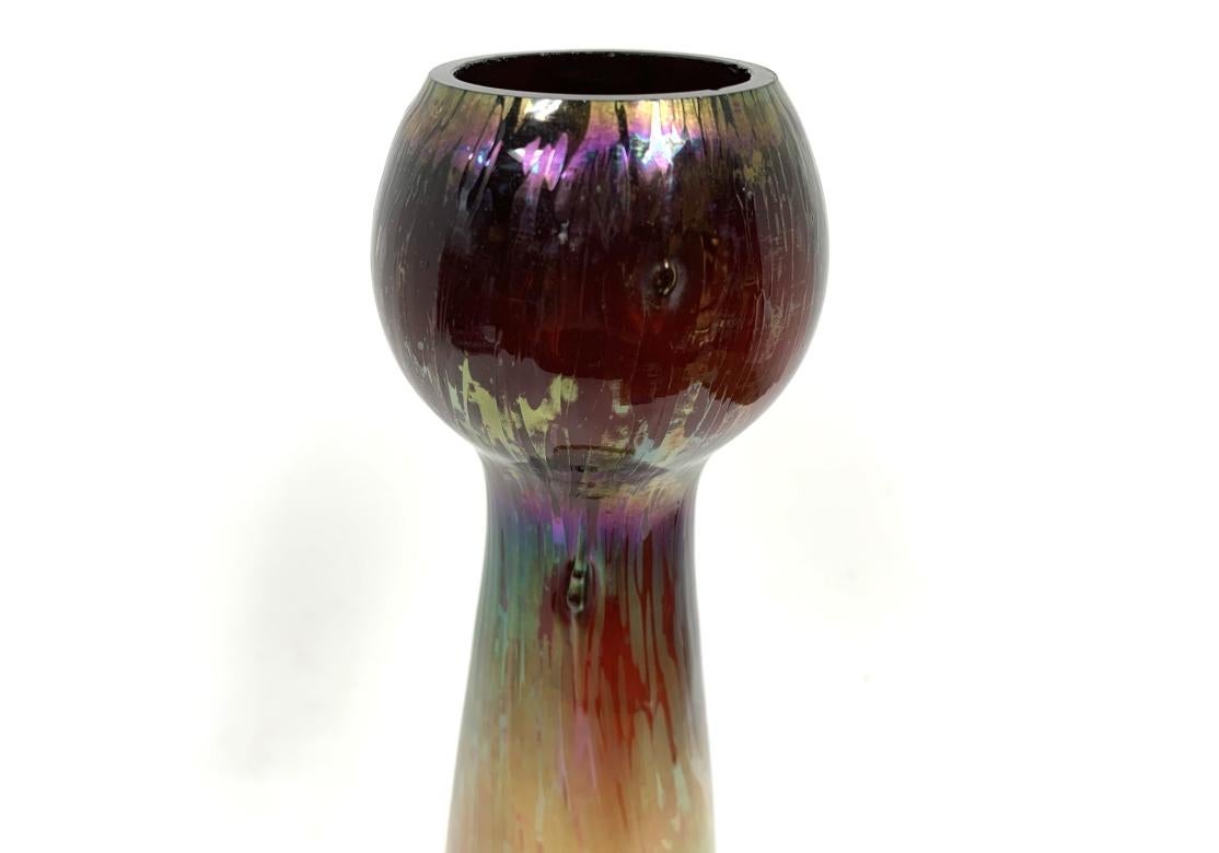 Tall Iridescent Art Glass Vase For Sale 1