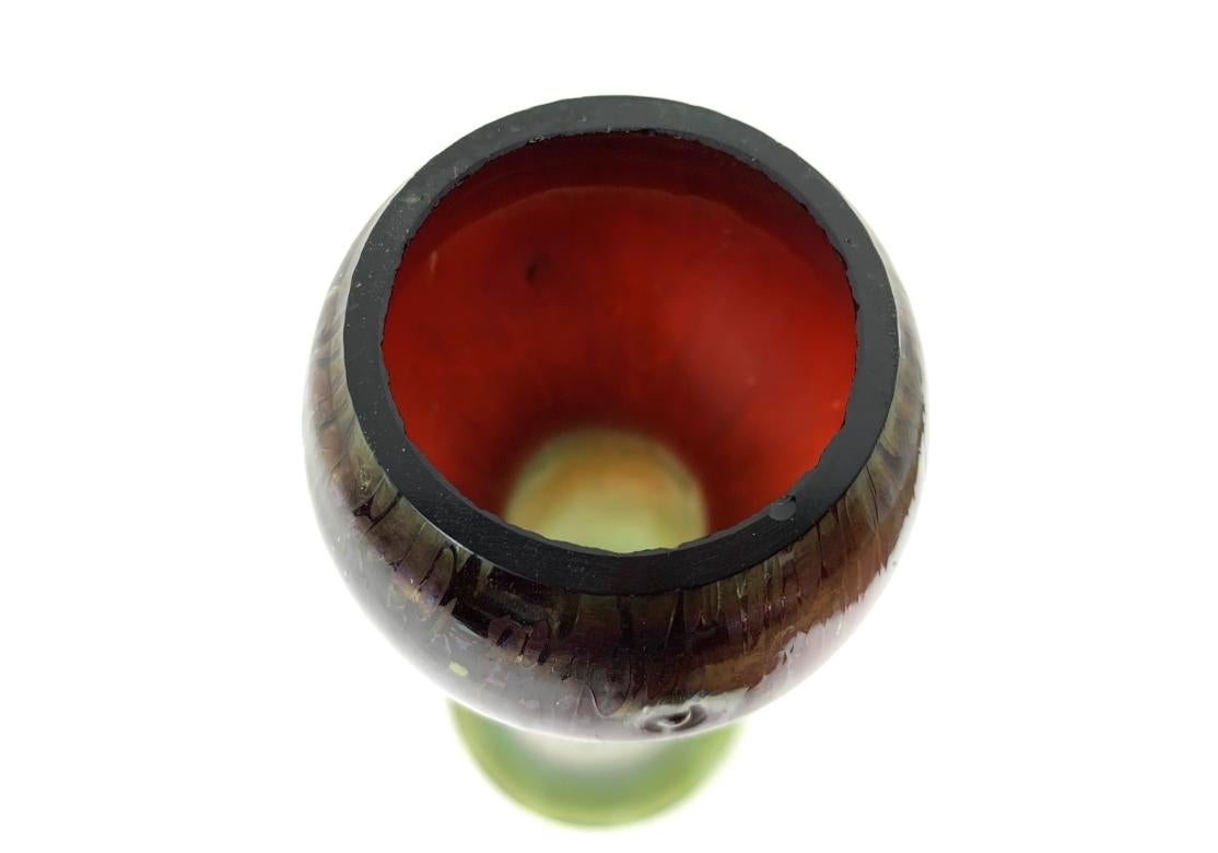 Tall Iridescent Art Glass Vase For Sale 2