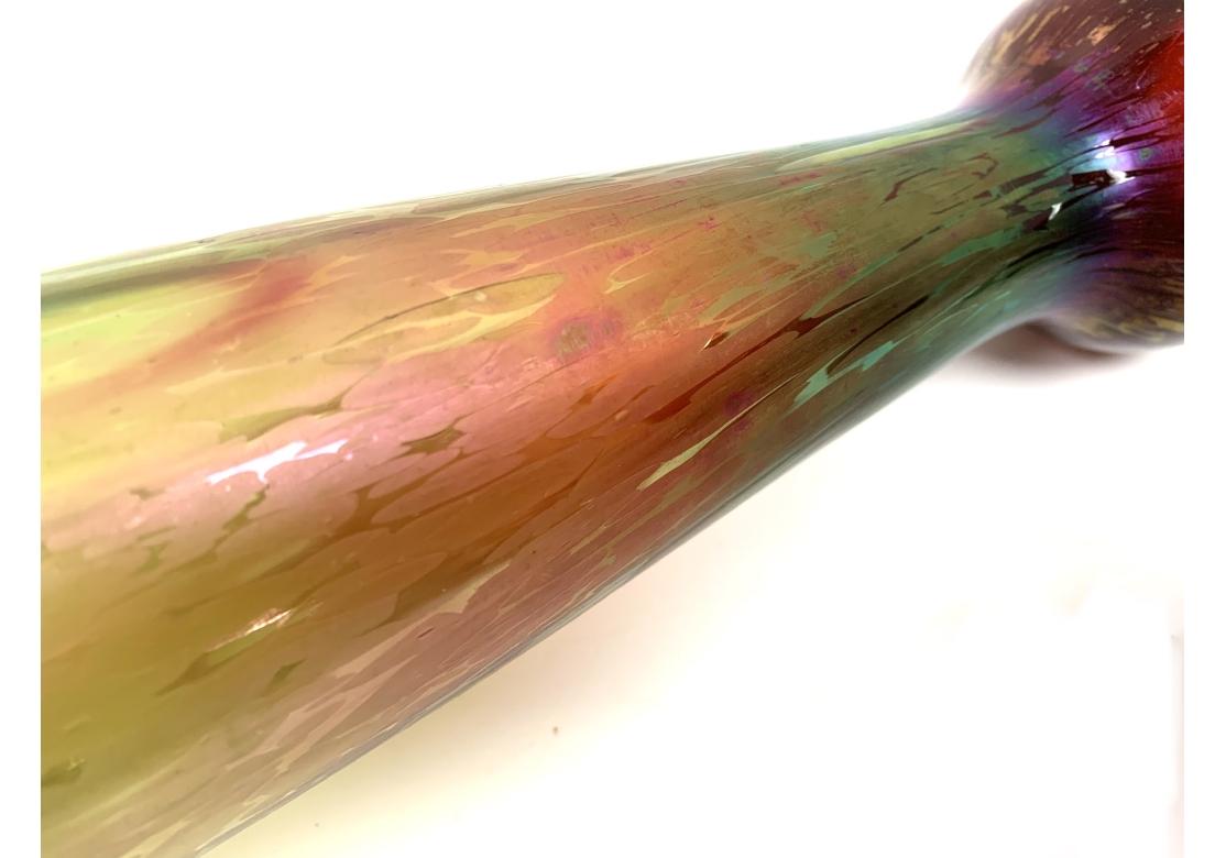 Tall Iridescent Art Glass Vase For Sale 3