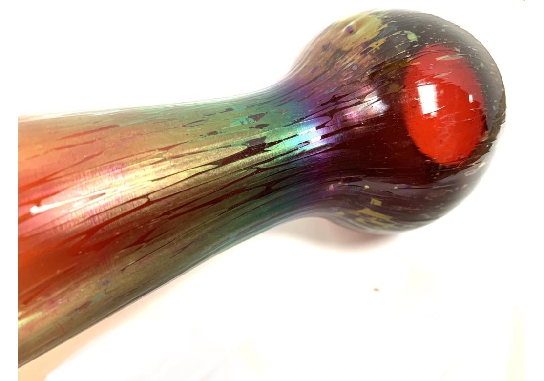 Tall Iridescent Art Glass Vase For Sale 4