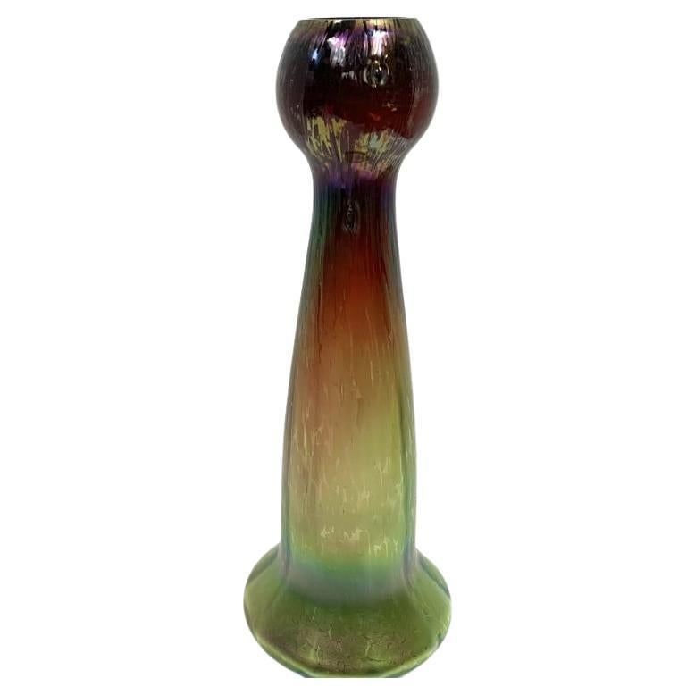 Tall Iridescent Art Glass Vase For Sale