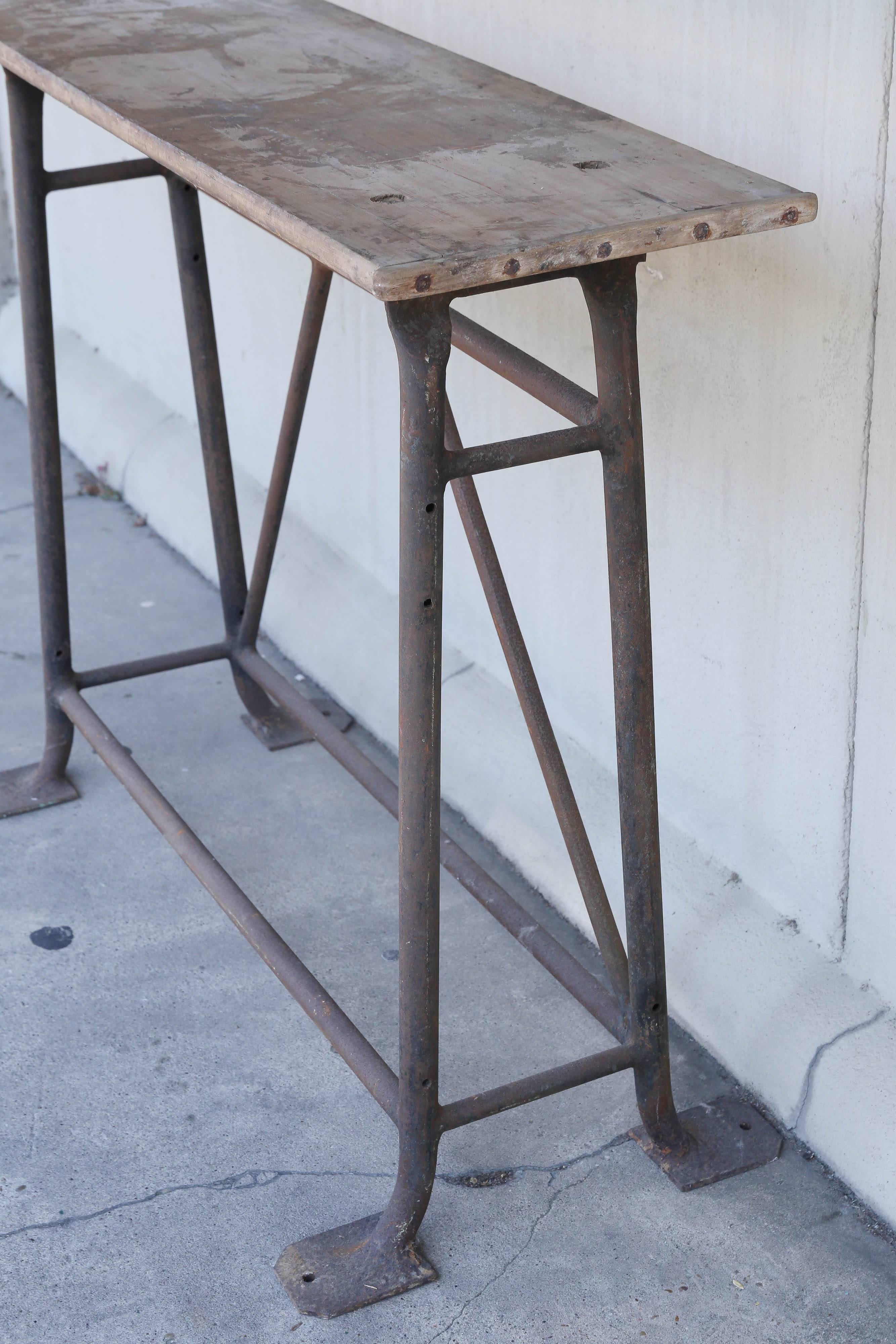 industrial iron console table