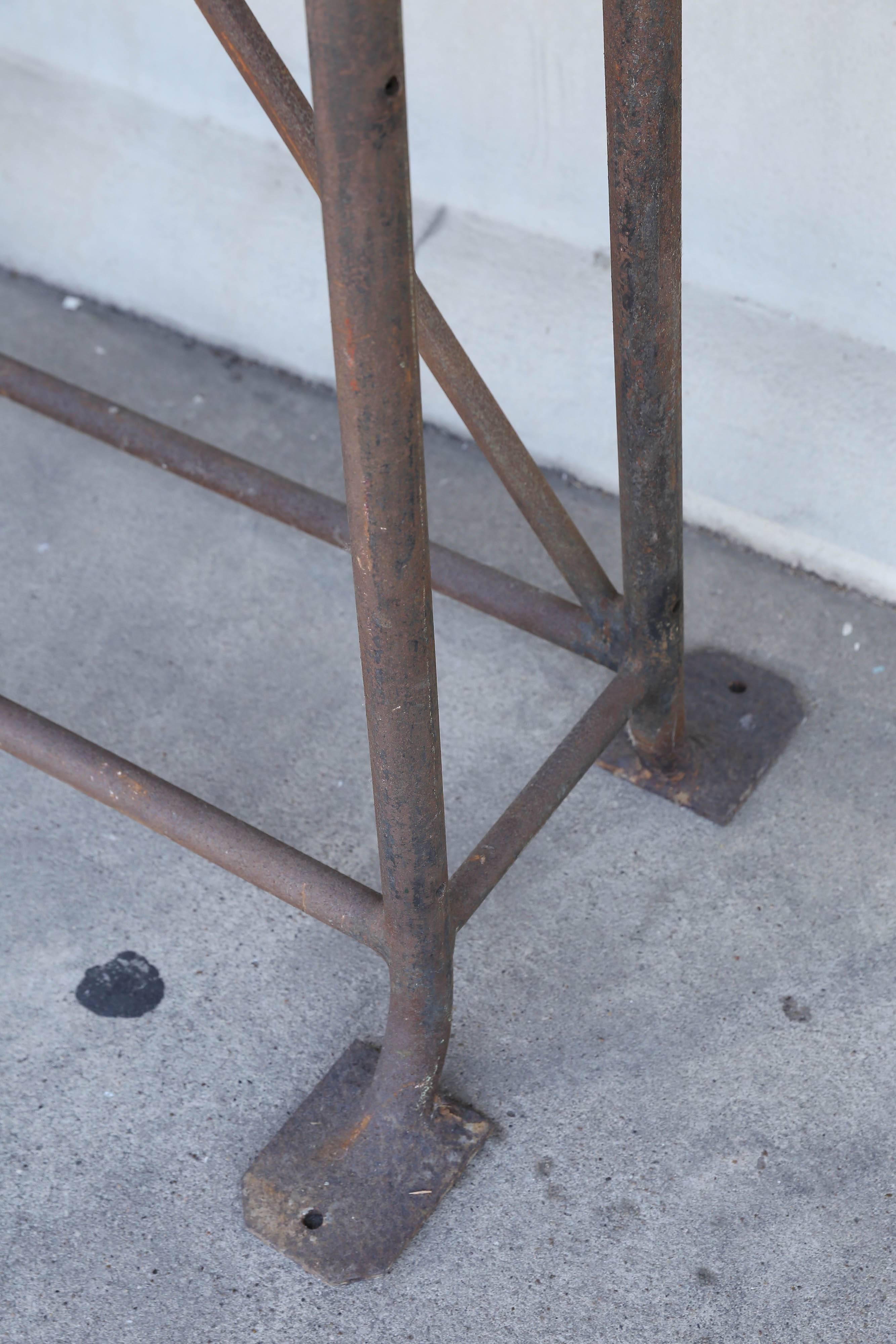 20th Century Tall Iron and Wood Industrial Console, circa 1900 Found in France