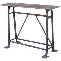 Tall Iron and Wood Industrial Console, circa 1900 Found in France