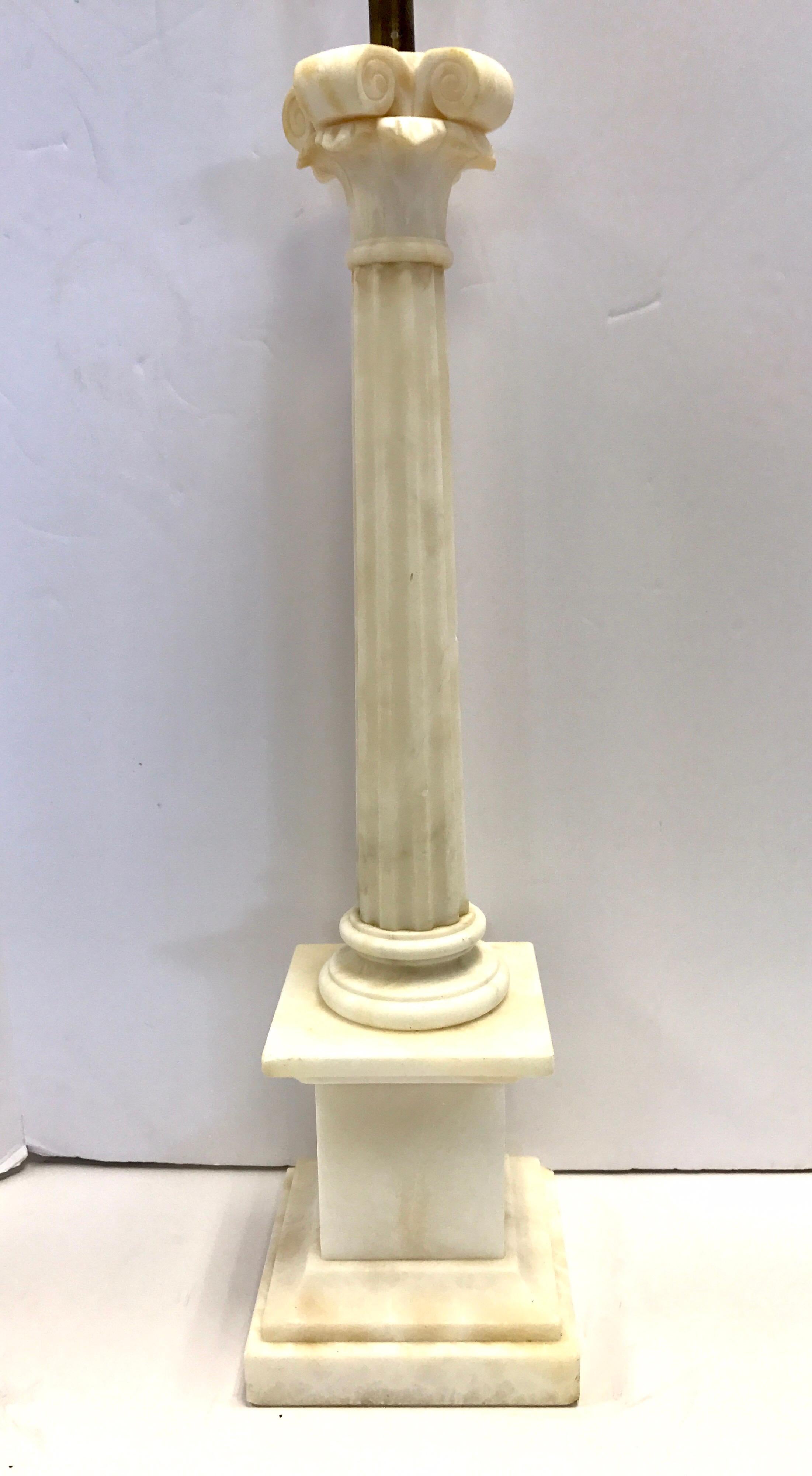 Neoclassical Tall Italian Alabaster Column Lamp