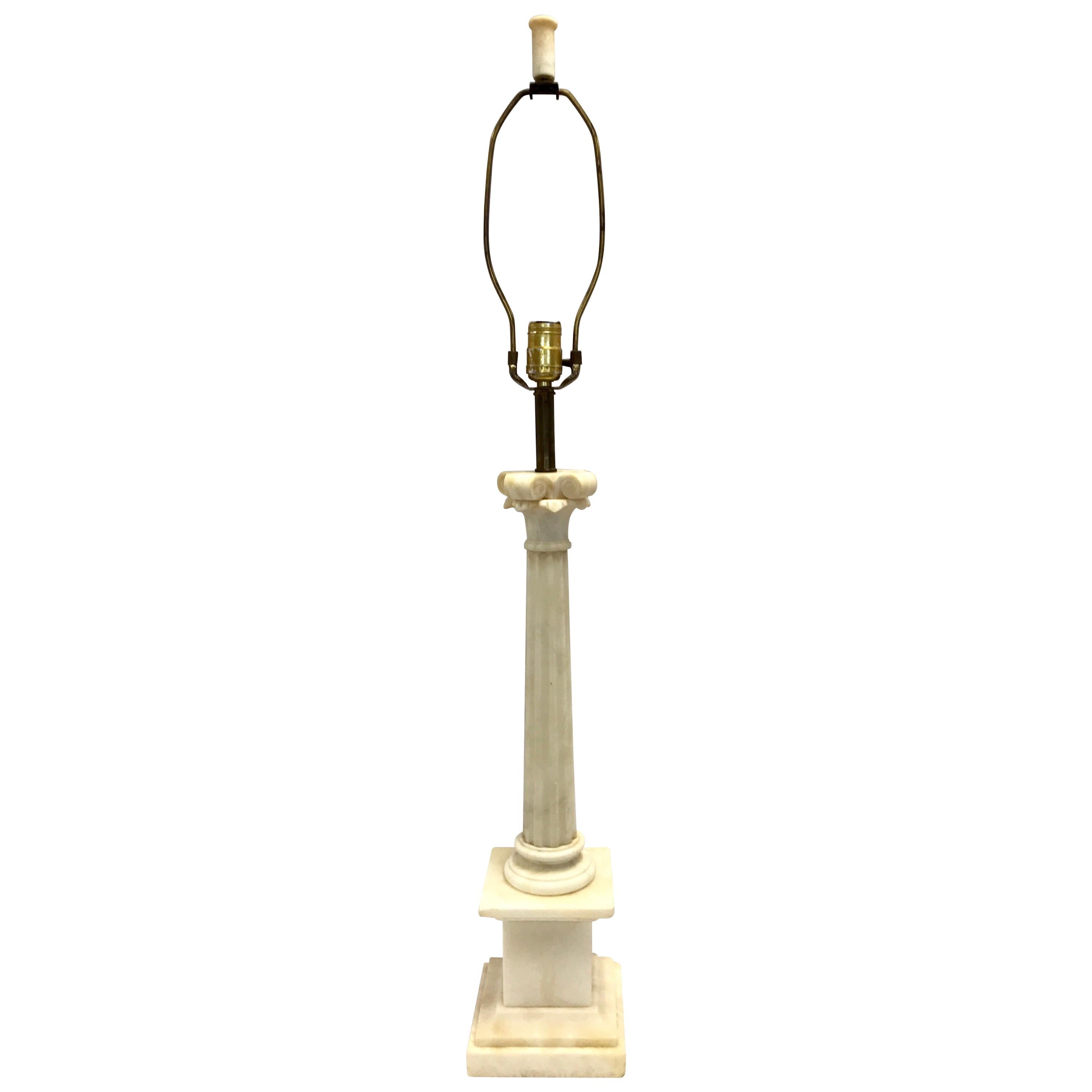 Tall Italian Alabaster Column Lamp