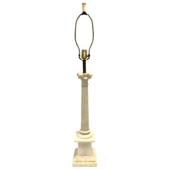 Vintage Tall Italian Alabaster Column Lamp