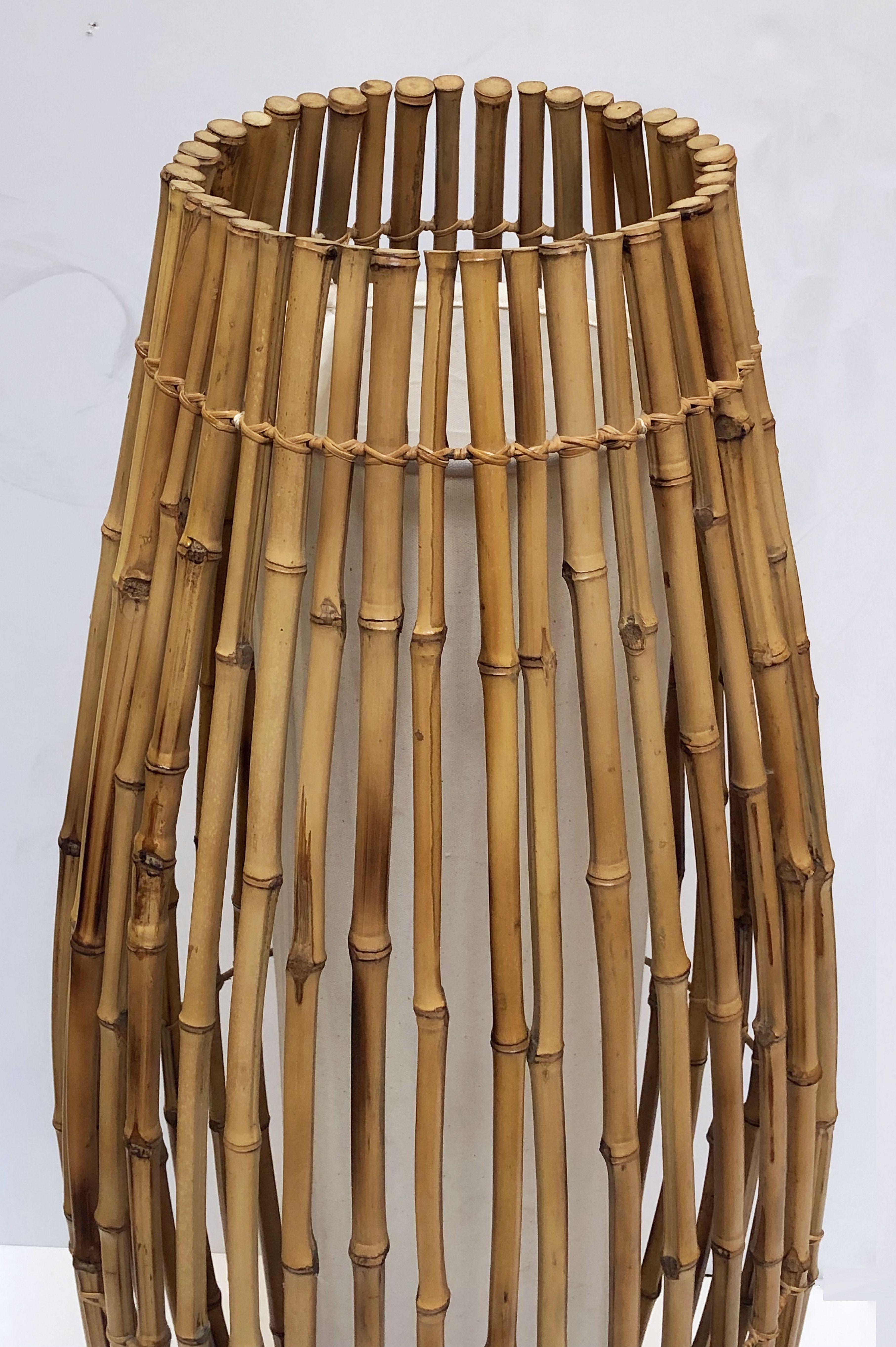 Tall Italian Mid-Century Bamboo and Rattan Floor Lamp 1